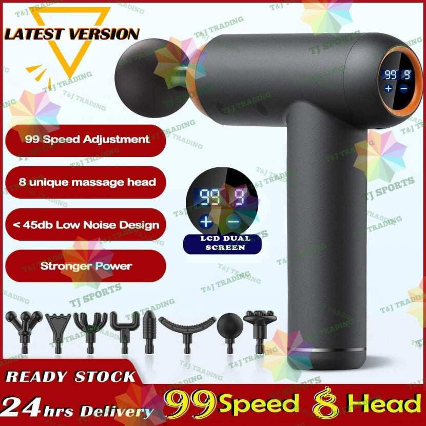Gambar Konka TJ SPORTS Professional Massage Gun 99 Speeds 8 Massage Head Vibrator Massage Machine Sport Recovery 2021 Deep Tissue Massage Gun Sport Gym Fitness Muscle Recovery High Percussion Strong Vibration Massage Gun
