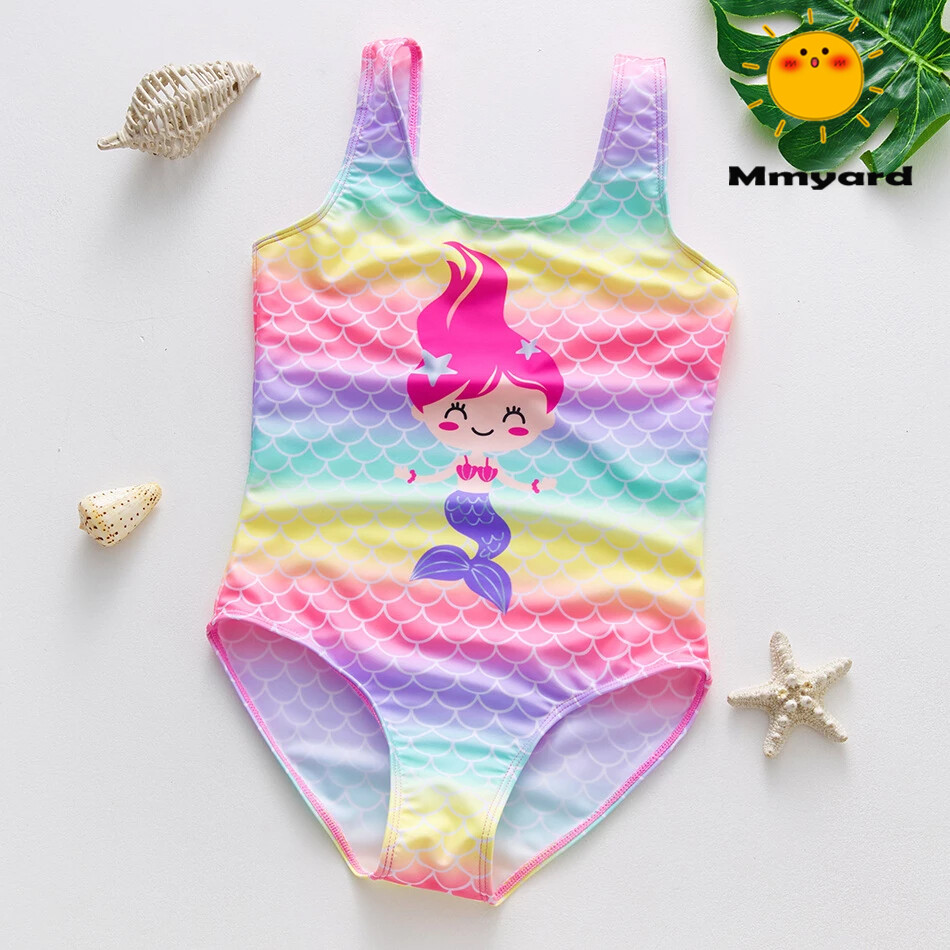 [Mmyard] 1 ~ 14 Years Baby Girl Bodysuit Swimsuit with Cartoon Pattern, High Waist Design Summer Clothing Pak Voor Children-ST108mix ราคา 157 บาท*ส่งฟรี