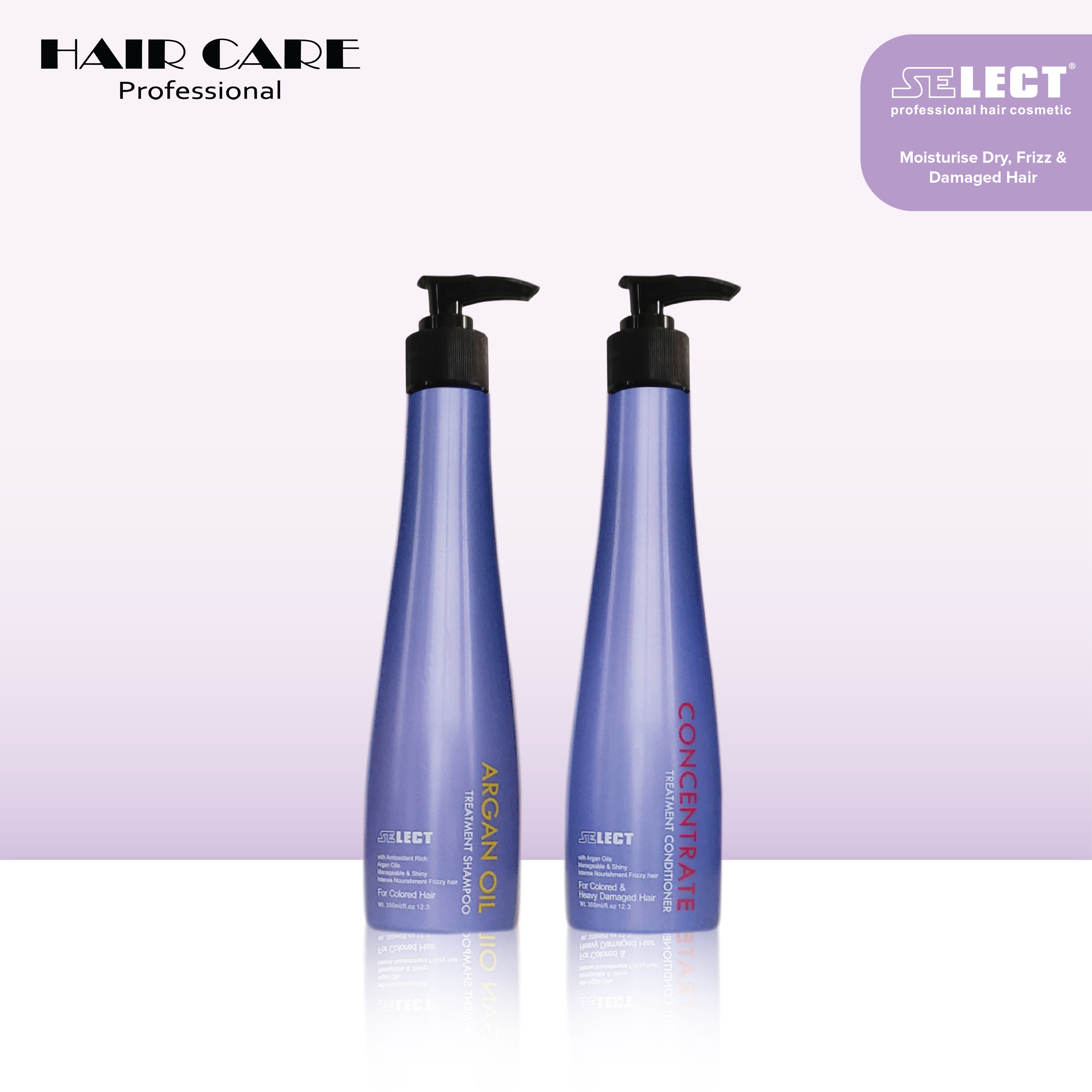 Gambar Select Argan Oil Treatment Shampoo 350ml + Select Concentrate Treatment Conditioner 350ml   For Damaged Color Frizzy Hair and Split Ends and Chemical Treated