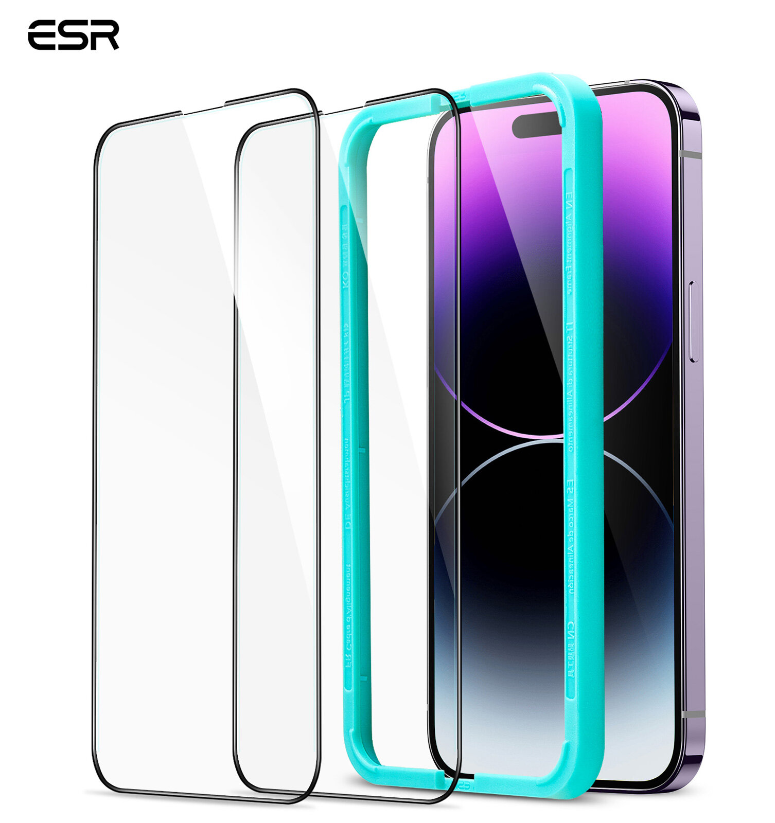 Esr iphone 14 armorite™bảo vệ màn hình kính cường lực bảo vệ toàn màn hình cho iphone 13 iphone 14 pro max - 2 pack