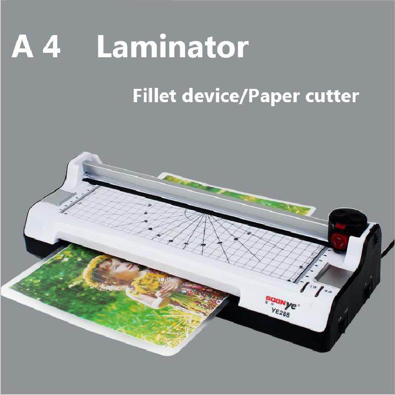 SOONYE A4 Hot and Cold Pouch Laminator Photo Paper Laminate Machine back with fillet Cutter