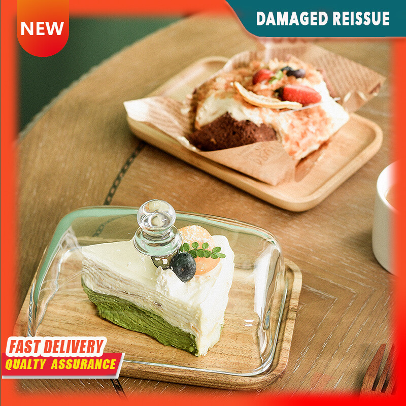 Gambar Bamboo Cake Plate Simple Transparent Glass Plate Dessert Pastry Western Plate Set Butter Plate