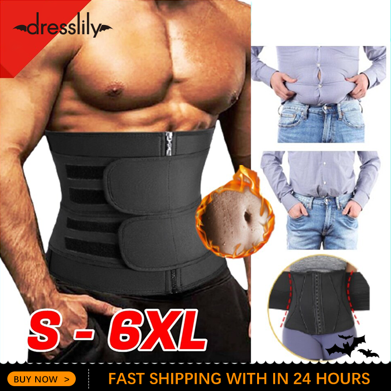 Men's Fat Burner Tummy Tuck Belt - Body Shaper Girdle Waist Trainer With Spiral Steel Boning