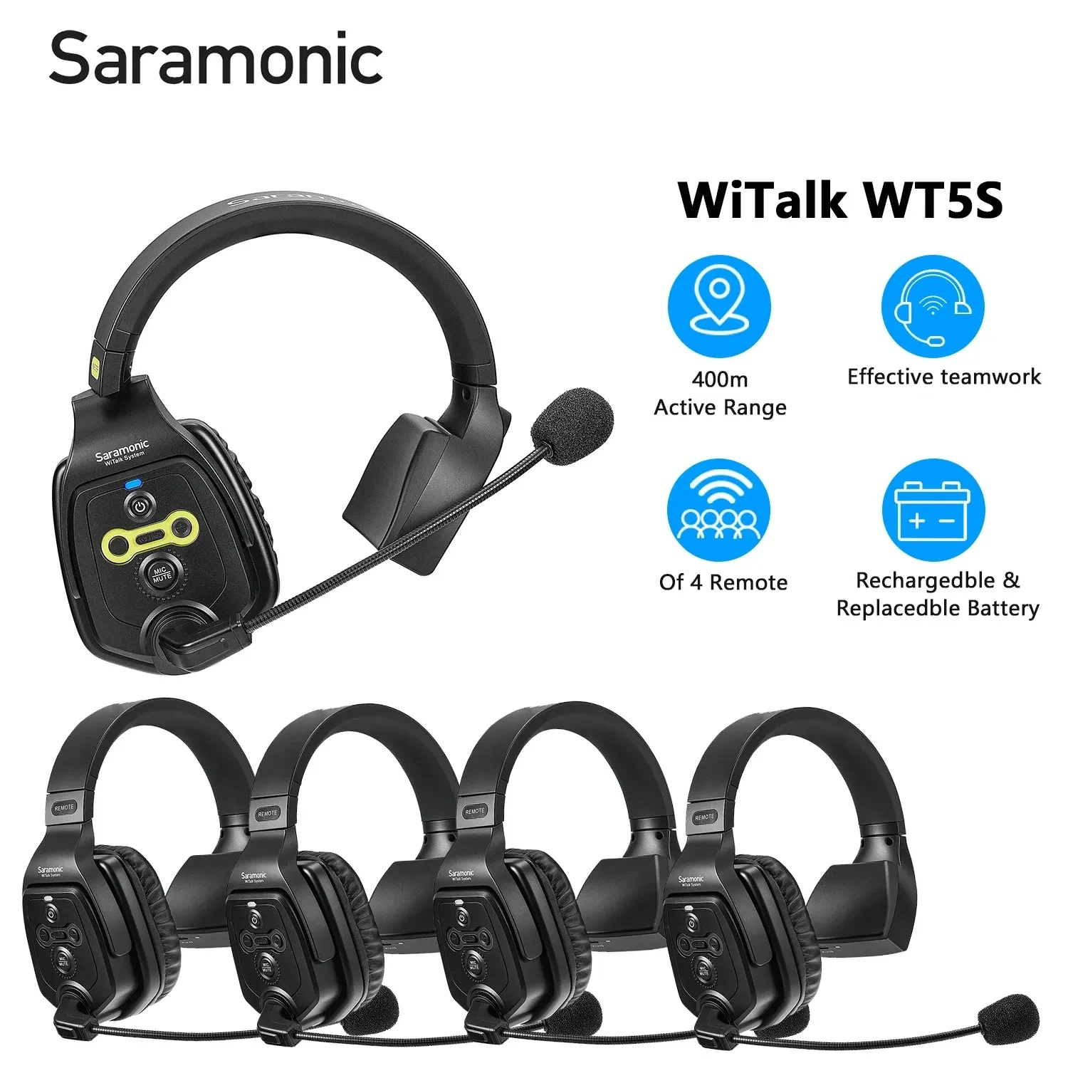 Saramonic Witalk WT5S Full Duplex Communication Wireless Headset System Marine Boat Duplex Intercom Headsets Coaches Microphone ราคา 10,300 บาท*ส่งฟรี
