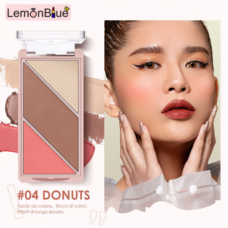 Gambar LemonBlue 3 Color Highlighter Concealer Face Contouring Makeup Face Bronzer Highlighter Bronzer Face Contouring Concealing High Glossy Portable Convenient Face Skin