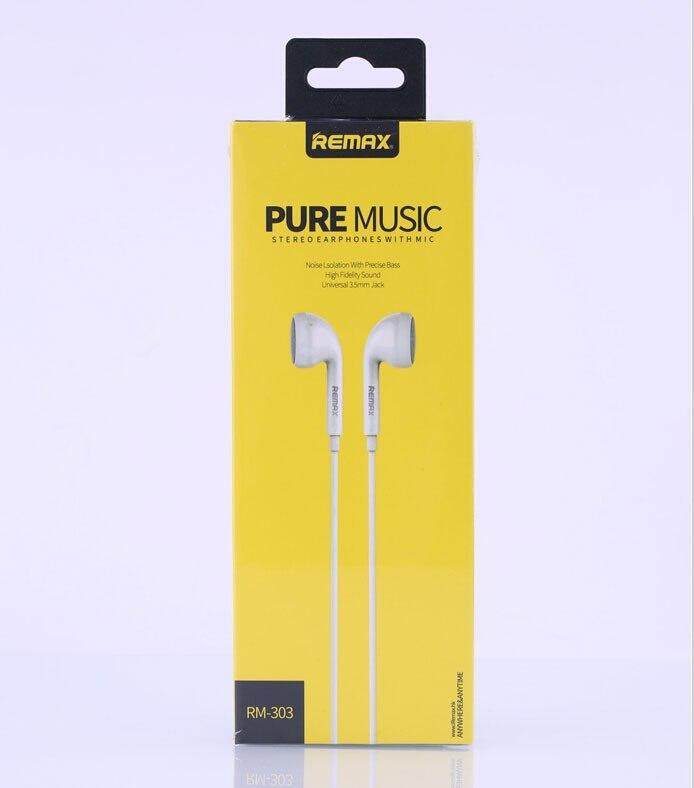 Remax RM303 Pure Music Universal 3.5mm Jack Port Stereo Earphone with Mic