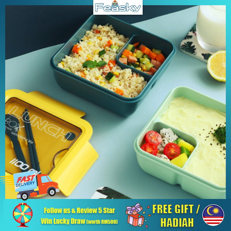Gambar Bento Box Lunch Box Portable Storage Bag Thermal Lunch Box Microwave Bento with Spoon Chopsticks School Office