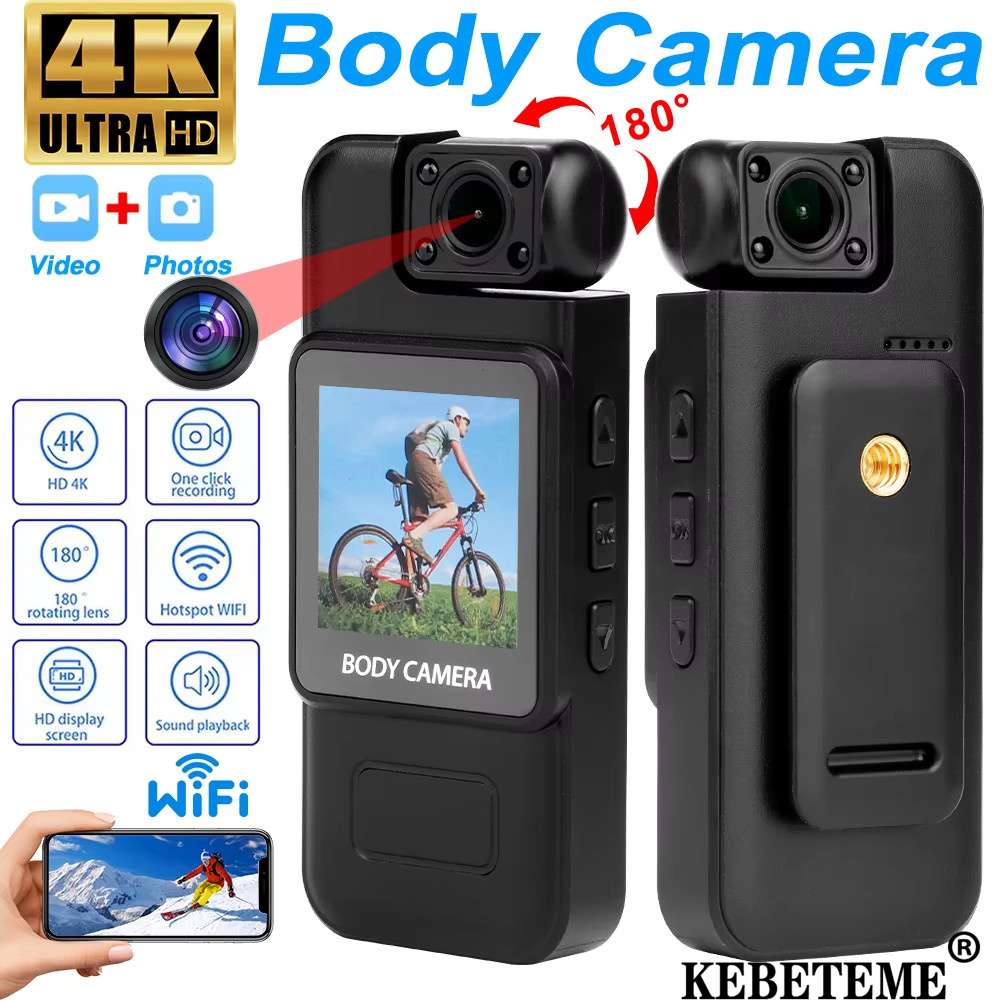 KEBETEME Mini WiFi Camera Ultra HD 4K Digital Video Portable Handheld Law Enforcement Recorder 180° Rotatable Lens Outdoor Sports Camera ราคา 658 บาท*ส่งฟรี