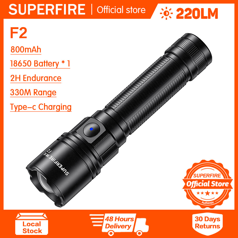 Superfire Đèn pin F2/F2-A/F2-S EDC Đèn pin sạc Đèn pin siêu sáng ngoài trời không thấm nước nhiều chế độ đèn pin zoom Hợp kim nhôm