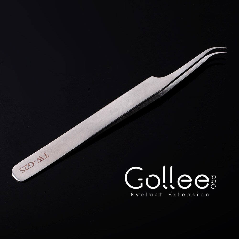 Gambar Gollee 0.03 Glitter Logo On Cluster Galore Case Individual Wholesale Volume Custom Lash Extension Gollee Tweezers Lash Tweezers