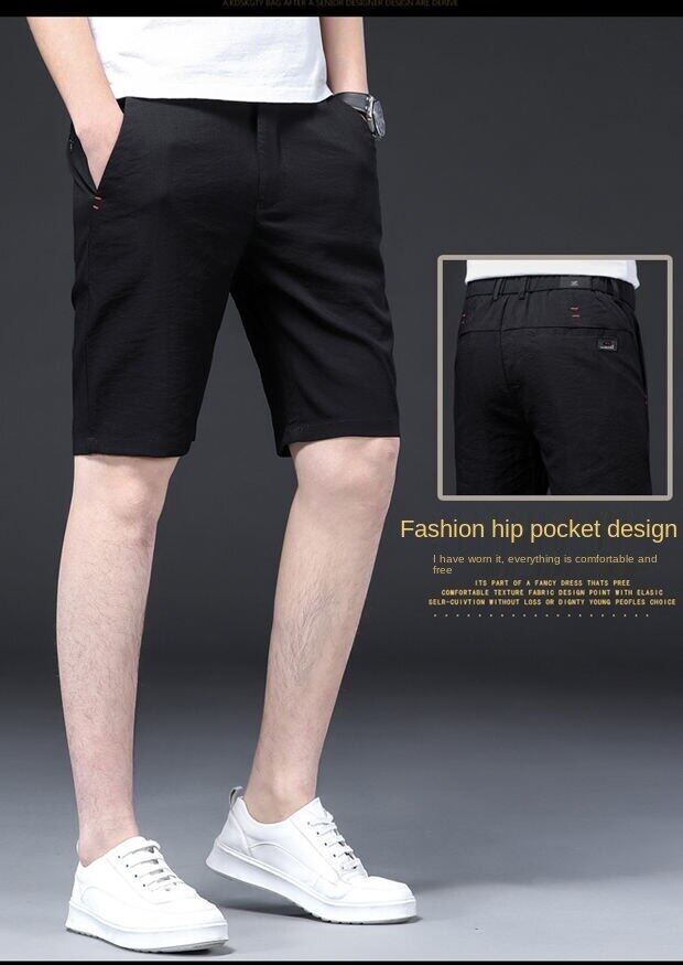 Summer ice silk thin five-point sports casual shorts cropped trousers for men latest Korean style trendy loose all-match