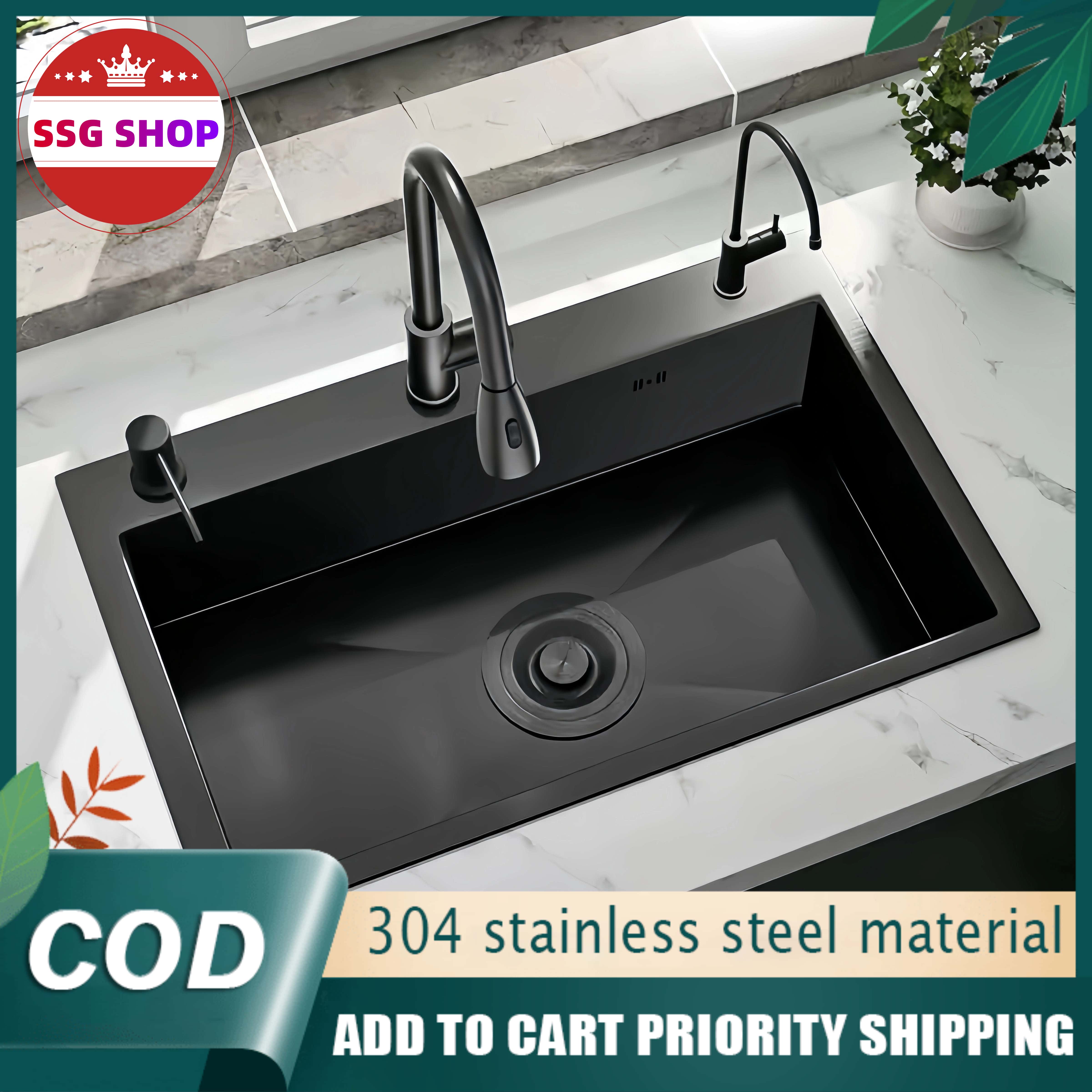 60x45cm Sus304 Stainless Silver And Nano Black Kitchen Sink | Lazada PH - View #8
