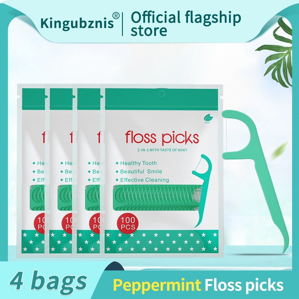 Gambar ?Ready? Kingubznis 400pcs Dental Flosser Peppermint Taste Floss Picks Toothpicks Sticks BaggedTeeth Cleaning Oral Care