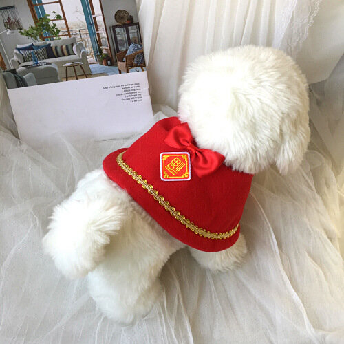 DY Loving Festival Pet Clothes for Kitten Puppy Teddy Shihtzu New Year Color Cape Classic Retro Cloak