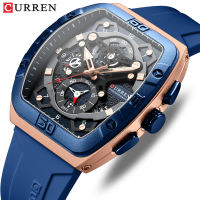 CURREN Mens Watches Original Quartz Watch for Man Waterproof Luminous Silica gel Wristwatch Male with Date Clock