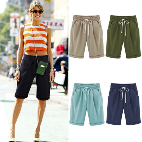Loose Trousers Ladies Shorts Rib Back 