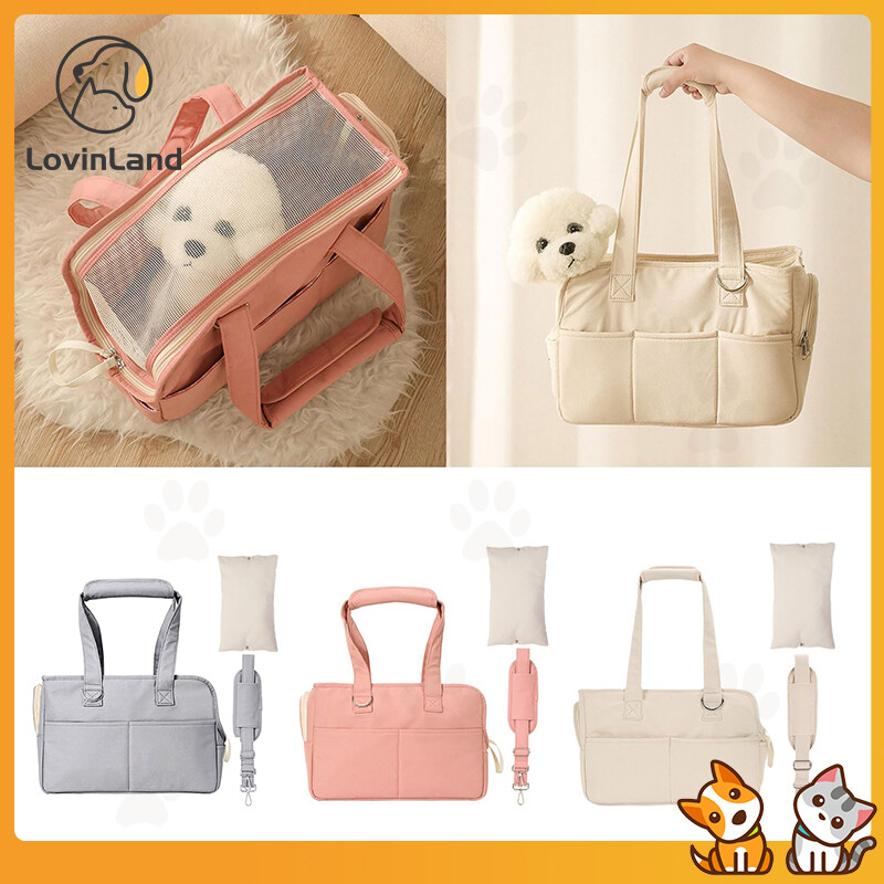 Lovinland Korean style portable cat bag, hand-held dog bag, crossbody pet shoulder backpack, breathable cat bed, dog backpack ราคา 286 บาท*ส่งฟรี