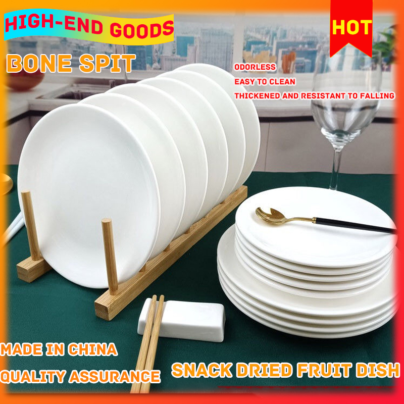 Gambar 6 Packs Of Healthy Pure White Ceramic Spit Bone Dish Household Fruit Plate Snack Plate Garbage Plate Small Snack Plate