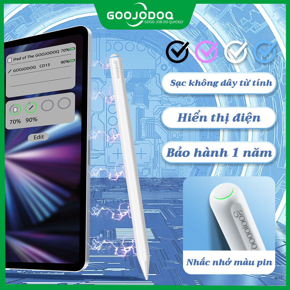 Goojodoq bút cảm ứng từ tính bút cảm ứng cho máy tính bảng ipad pro 11 12.9 air 4 5 mini 6 2020 2021 bút cảm ứng từ chối màn hình nghiêng