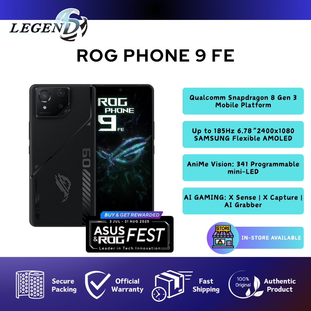 [MY Set] ROG Phone 9 FE (12GB+256GB) Snapdragon 8 Gen 3 | 6.78“ 185Hz AMOLED Display | AI GAMING Original Asus Malaysia