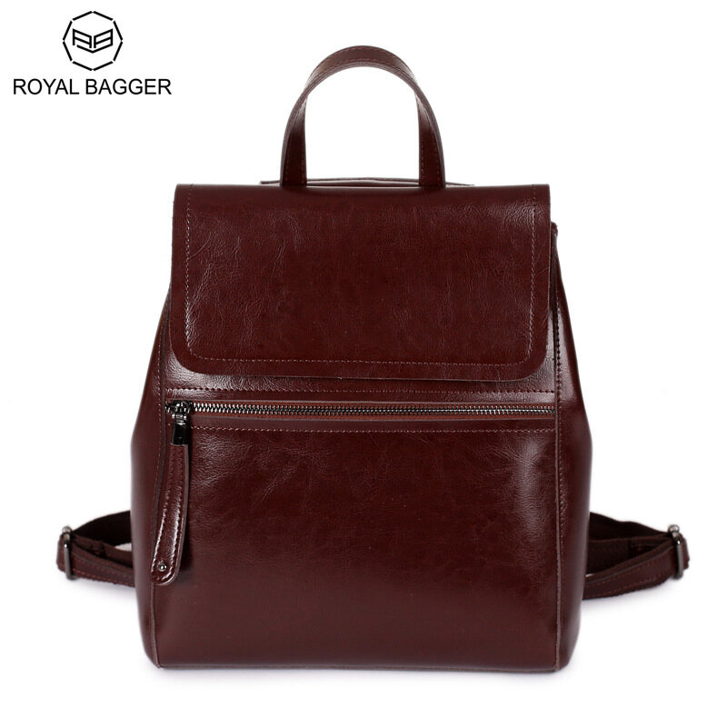 Ba Lô Royal Bagger Mới 2021 Đối Với Phụ Nữ Túi Đeo Vai Nữ Cổ Điển Thời Trang Đường Phố Bằng Da Bò Thật Túi Xách Nữ Sức Chứa Lớn