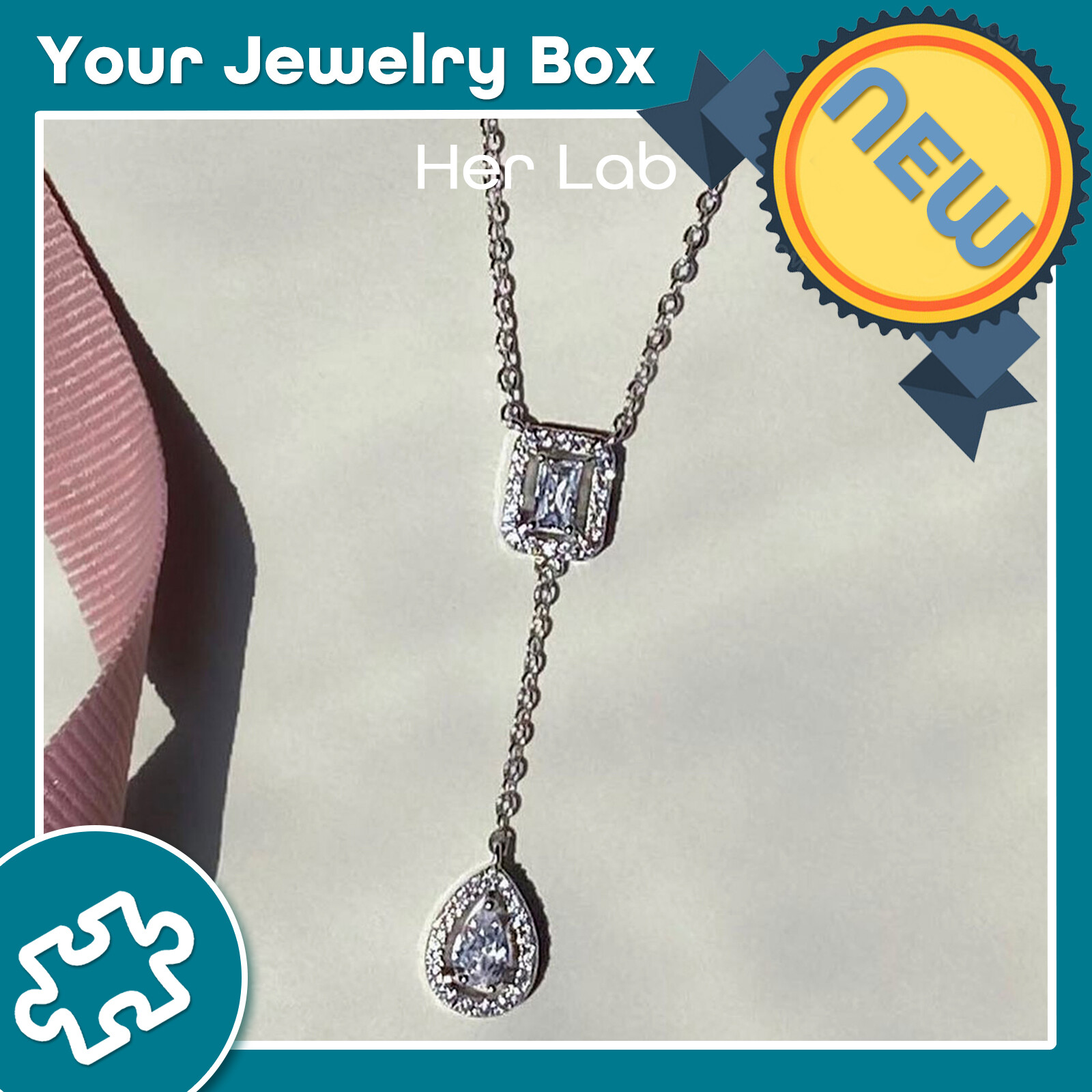 Her Lab Jewelry | Sterling silver water drop rock sugar tassel necklace inlaid with 3 carats + 2 carats moissanite clavicle chain GRA certified French design S925 necklace square real diamond ins style ladies pendant ราคา 11,321 บาท*ส่งฟรี