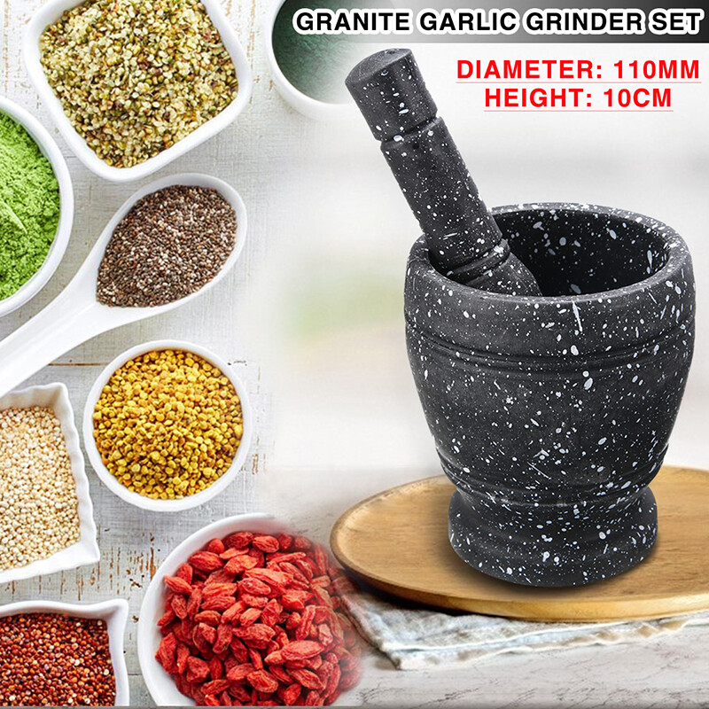 Granite Pestle và bộ cối gia vị thảo mộc hạt tiêu dụng cụ xay tỏi Máy Nghiền rắn