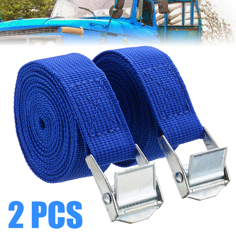 2 cái xanh dương mới buckled dây đai Tie xuống lashing dây đai giá đỡ giữ đồ trên mui xe hơi 2.5m * 25 mét