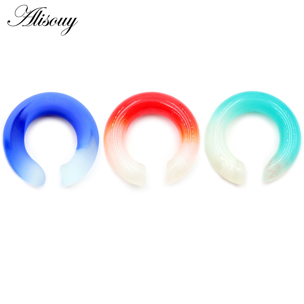 Alisouy 1 chiếc khuyên tai bằng thủy tinh chuyển sắc hình tròn hình chữ c khuyên nong tai khuyên tai dạng ống khuyên tai trang sức xỏ lỗ cơ thể