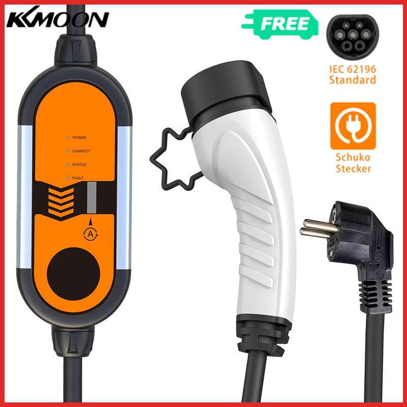 (Lowest Price)Portable EV Charger Type2 IEC62196-2 8A-16A 5M Cable,Electric Vehicle Charger EU Plug-in EV Charging Station Adapter ราคา 13,224 บาท*ส่งฟรี