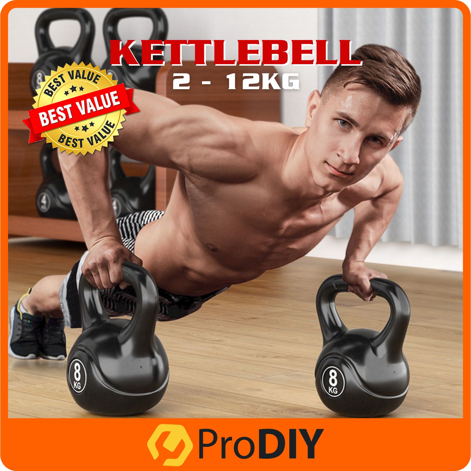 PROIRON Zachte Kettlebell 2 kg, 4 kg, 6 kg, 8 kg, 10 kg, waterkokerbellen met ijzeren zand, antislip handvat, waterkokergewichten voor fitness, oefening, training, thuisgym, krachttraining