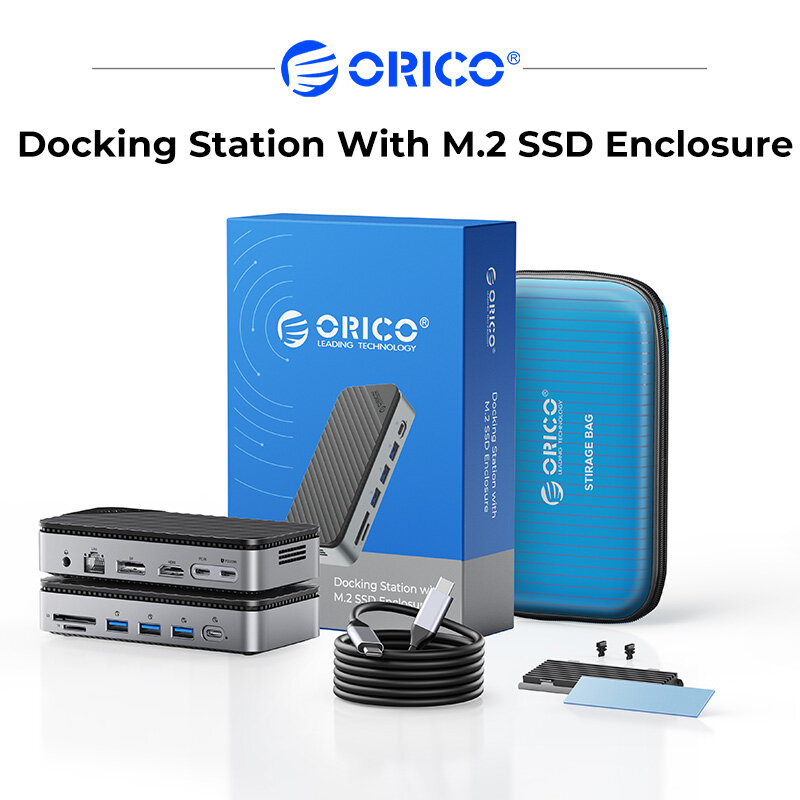 Trạm nối ORICO với M.2 SSD bao vây USB C 10Gbps nâng cấp được xây dựng trong quạt động cơ tua bin M.2 tản nhiệt có thể mở rộng lên đến 8TB