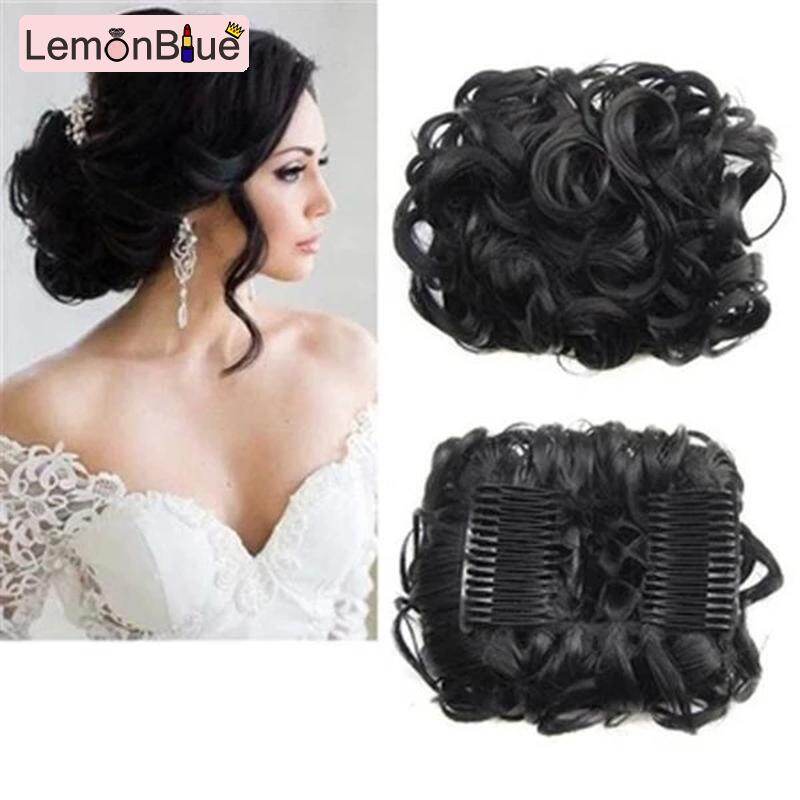 Lemonblue Messy Rose Bun Hair Scrunchies Wig Easy To Wear Curly