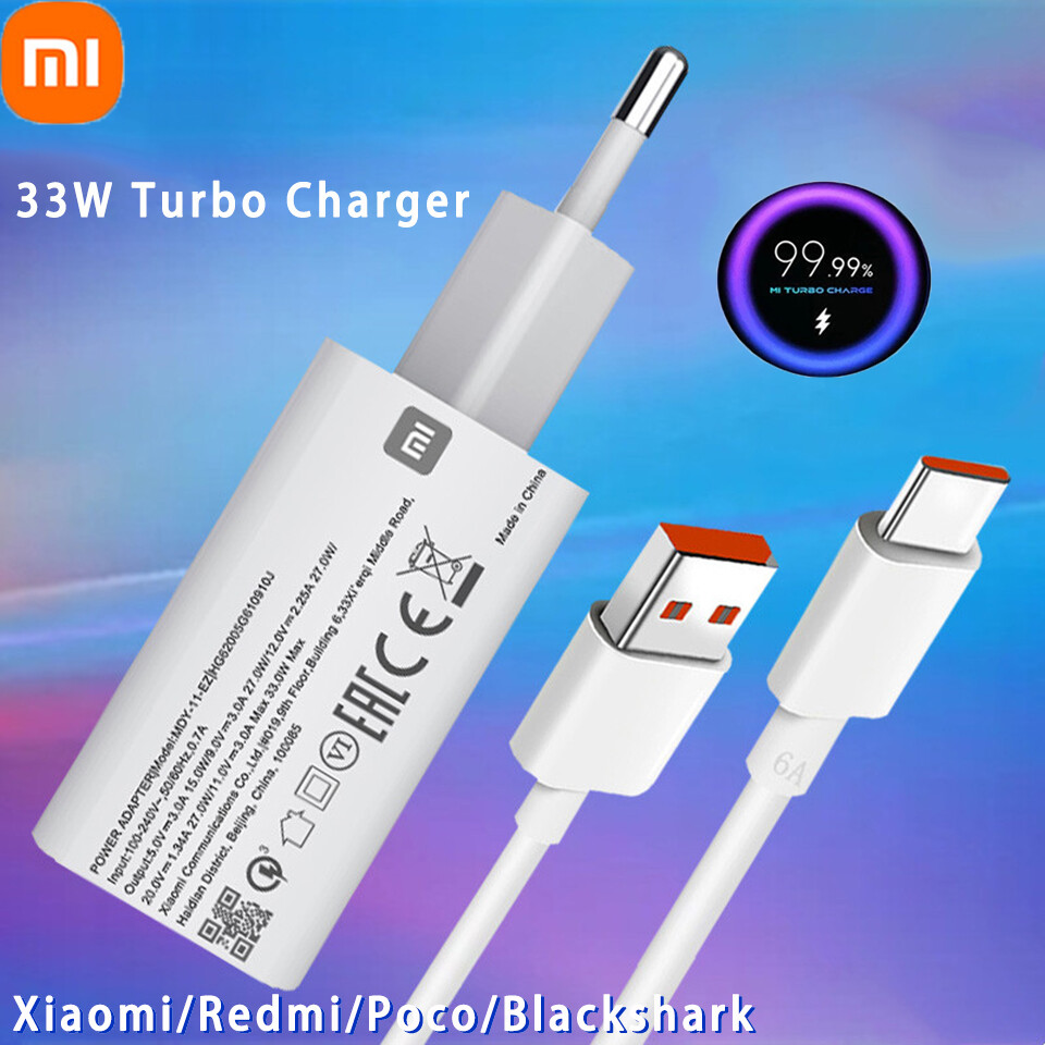 【Còn Hàng】bộ Sạc Nhanh Xiaomi EU QC3.0 33W Chính Hãng, Với Cáp Dữ Liệu Sạc Nhanh 1M 5A Type-C Dành Cho Xiaomi Poco F2 Pro Mi Note10