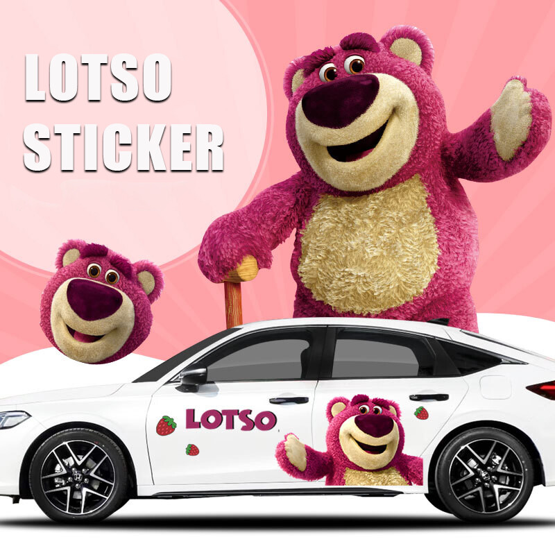 Lotso Sticker nhãn dán thân ô tô dâu gấu lotso đề can cửa bên của ô tô hình dán trang trí phổ quát cho xe SUV Pickup
