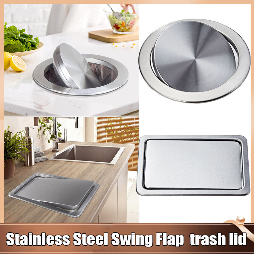 Recessed Builtin Balance Swing Flap Trash Bin Lid Counter Top Garbage