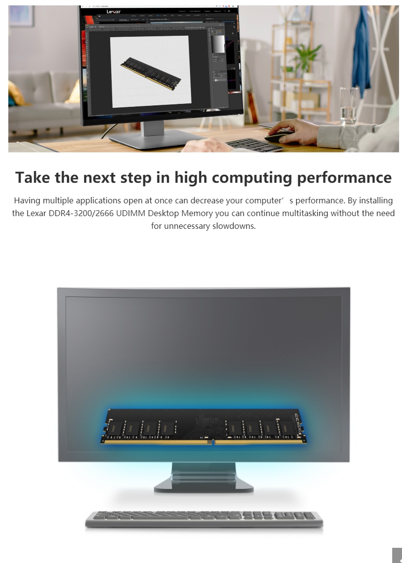 Lexar 8GB DDR4 3200Mhz UDIMM Desktop Memory RAM with High Speed Performance 11 14ef6bdbc5c7aa7ddb538a76a2d9a5ea