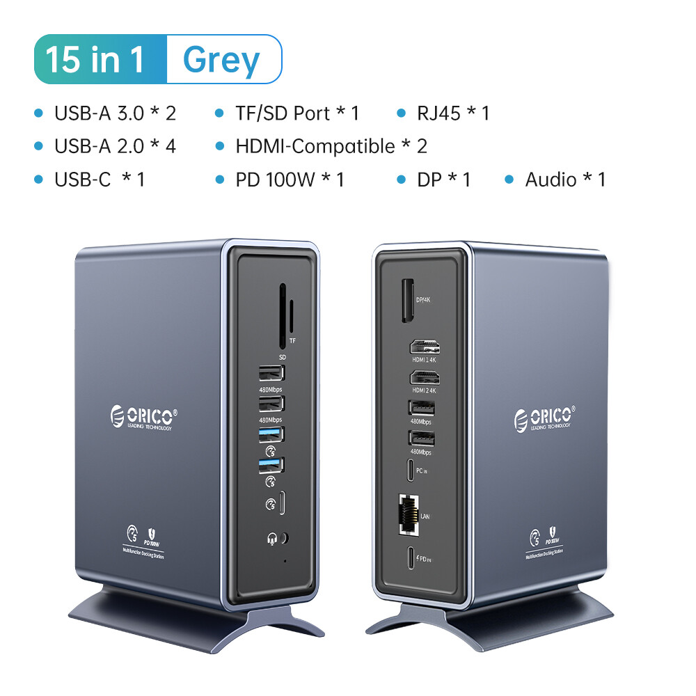 USB C Docking Station ORICO Type-C USB Trung Tâm 15-In-1 Đa Chức Năng Docking Station Hỗ Trợ M1 Macb