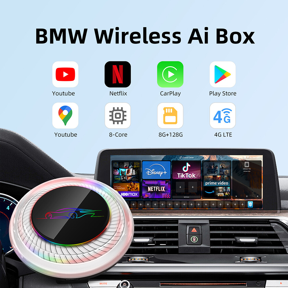 Wireless AI Box for BMW or Other Car with Wireless CarPlay System, Android 13, 8GB RAM, 128GB ROM, Dual WiFi, Support 4G Sim Card and HDMI output Harga 890 Ringgit*Penghantaran Percuma