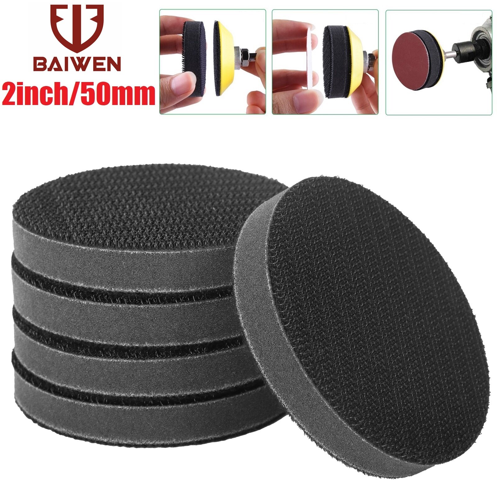Bai Wen 2Inch/3Inch miếng xốp mềm Đệm Giao Diện Pad Cho đĩa chà nhám gai dính đĩa chà nhám Cho dụng cụ điện Phụ Kiện
