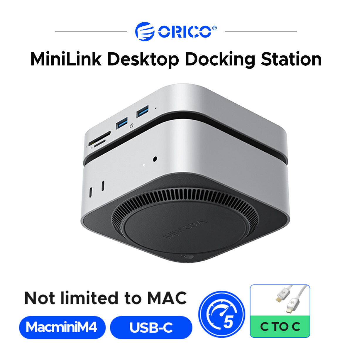 ORICO minilink Ổ cứng máy bàn trạm nối khe cắm thẻ SD phía trước/cổng USB-A 2.5g cổng Ethernet