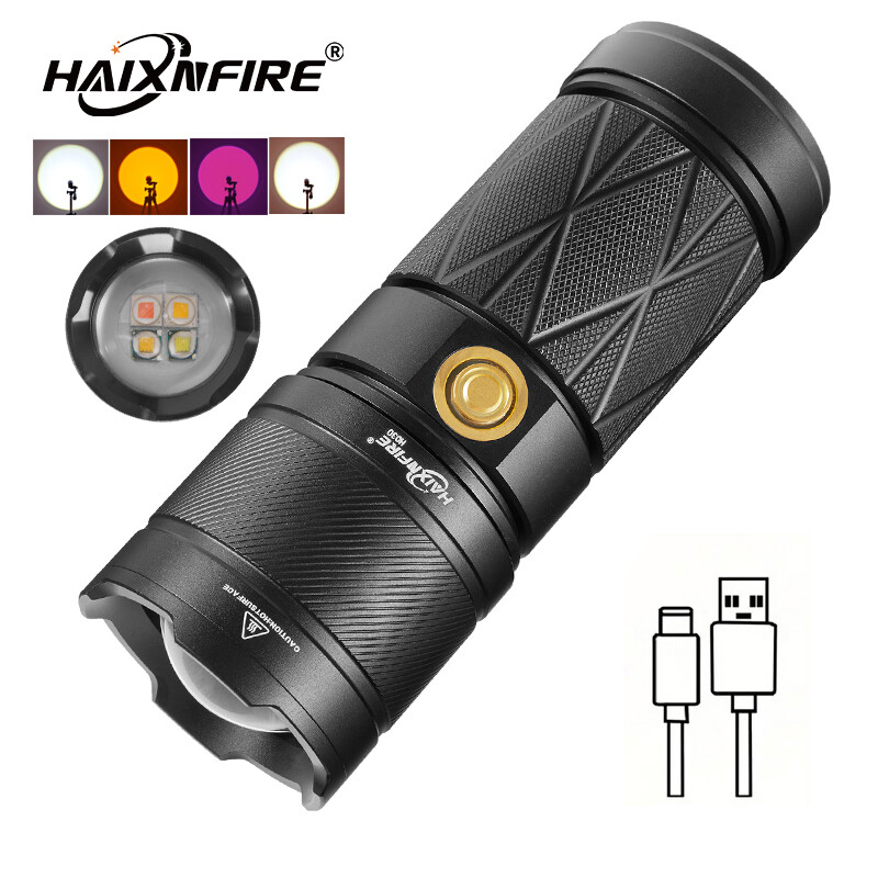 Haixnfire H030 nhiếp ảnh điền vào đèn Đèn pin sạc USB đèn LED ánh sáng trắng ánh sáng ấm áp màu hồng ánh sáng đèn pha Kính thiên văn zoom