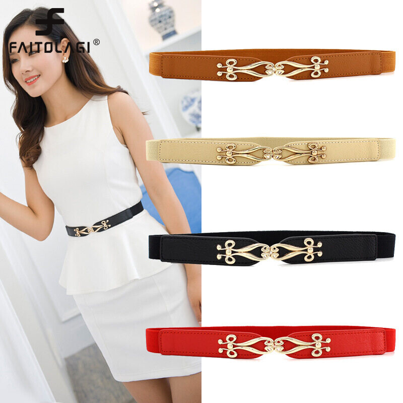 Thắt Lưng Mỏng Khóa Vàng Cho Nữ Đầm Thời Trang Thắt Lưng Co Giãn Mùa Xuân Hè Cổ Điển Dây Thắt Lưng Trang Trí