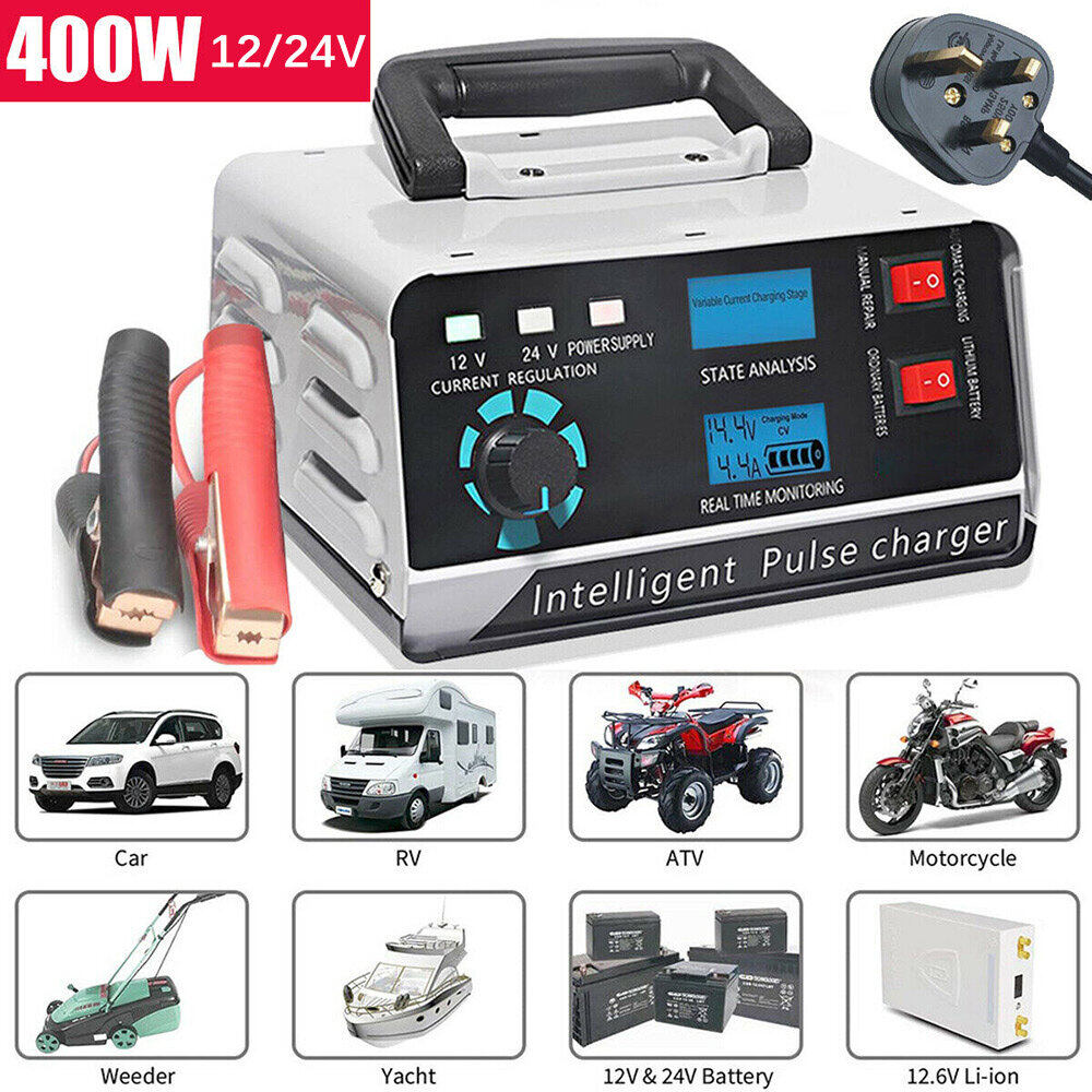 Lemonbest bộ sạc ắc quy ô tô phích cắm mỹ 400w bộ sạc sửa chữa ắc quy tự động công suất cao 12v 24v bộ sạc ắc quy ô tô tự động sửa chữa xung thuyền nhỏ giọt