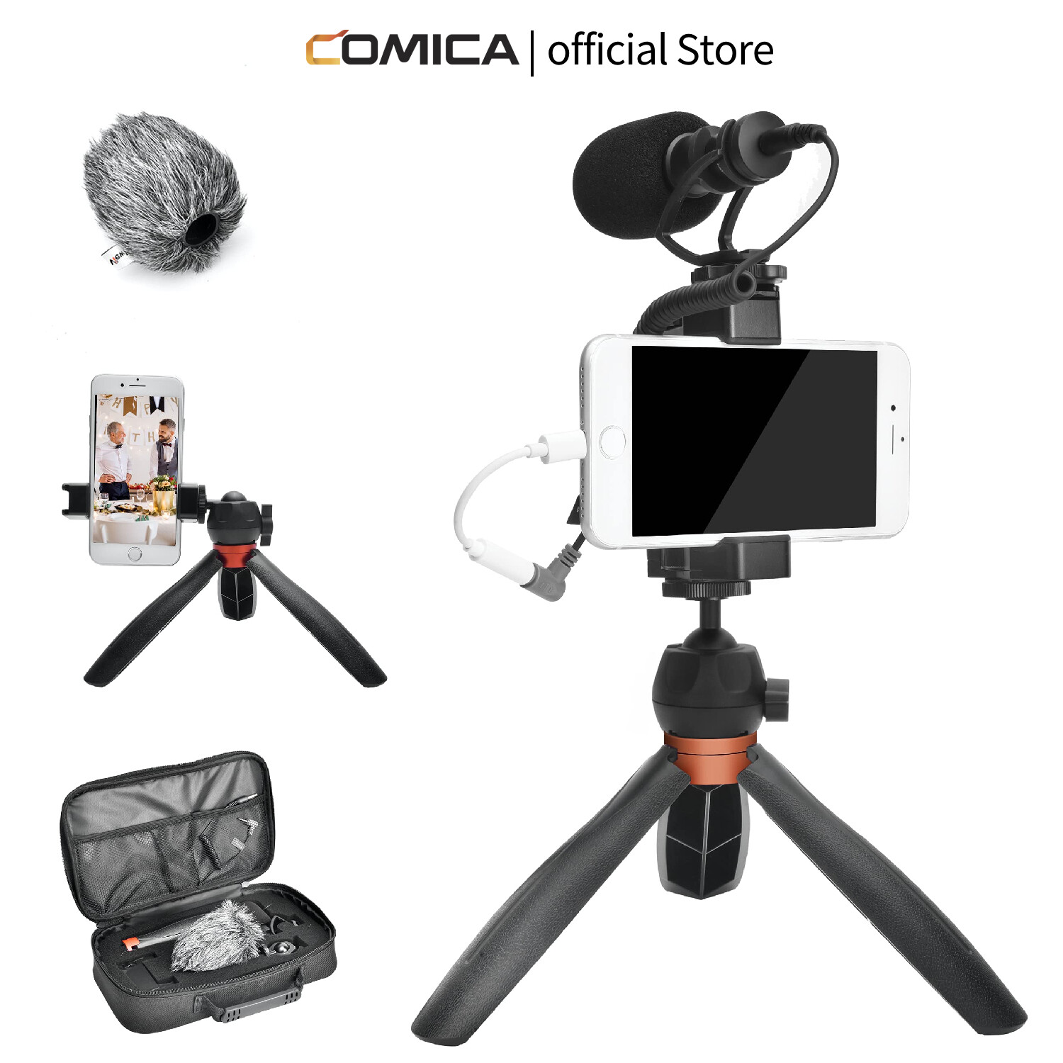 Comica CVM-VM10-K2 Pro điện thoại thông minh Microphone với chân máy mini ba chân video trên máy ảnh mic cho iPhone và điện thoại Android, vlogging Kit để ghi âm tiktok sống, nhà làm phim phụ kiện