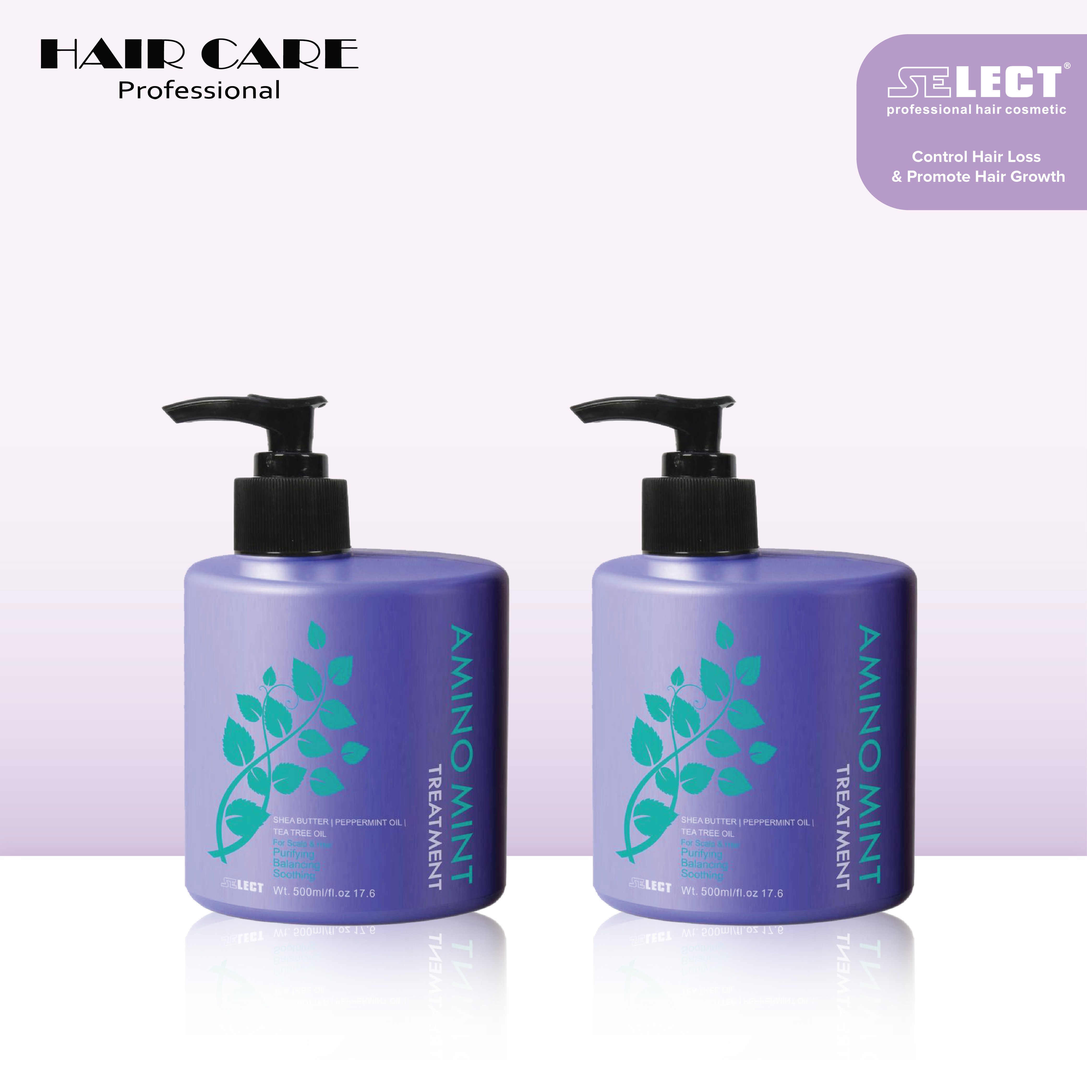 Gambar Select Amino Scalp Mint Treatment (Hair Mask) 500ml (Twin Pack *2)  For Soothe, Calming   Rebalancing Ithcy, Dandruff, Oily   Sensitive Scalp