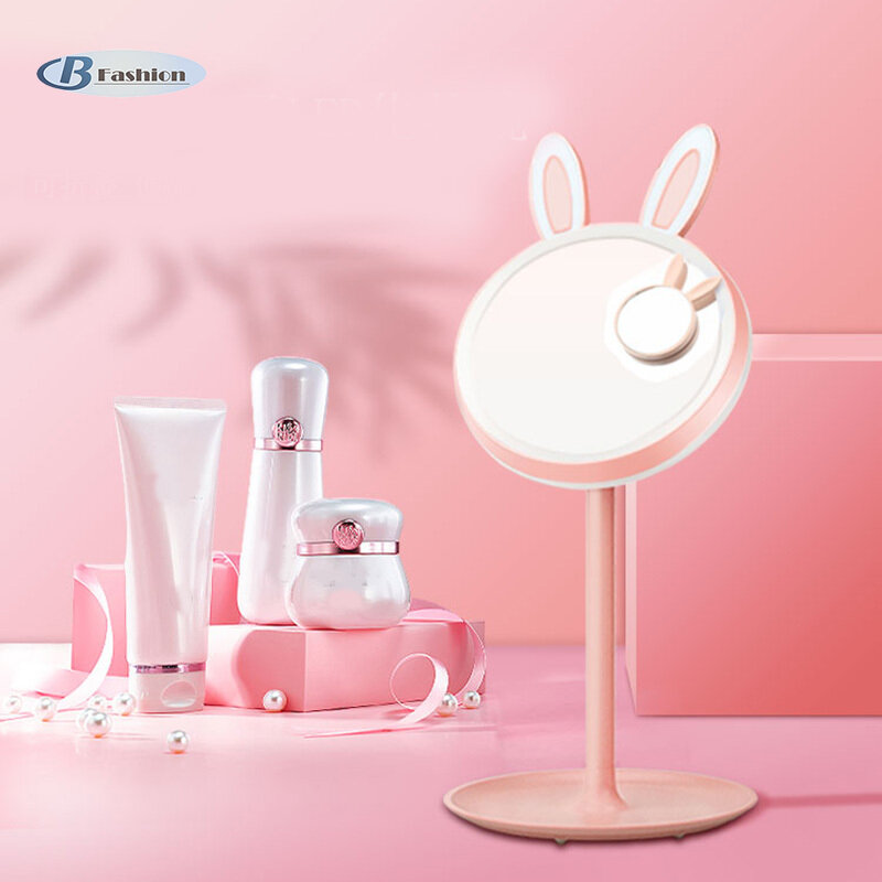 Gambar B F 180 Degree Rotation Rabbit Eye Protective Makeup Mirror LED Light Table Lamp