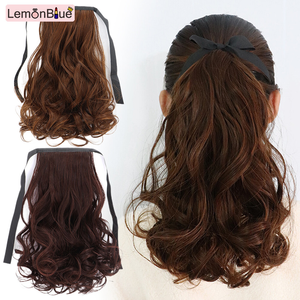 Gambar LemonBlue Ponytail Extension Long Natural Curly Wrap Around Wig for Daily   Cosplay Drawstring Ponytail Wig Soft Hair Ribbon Pony Tail Hair Replacement Wavy Wig Ponytail