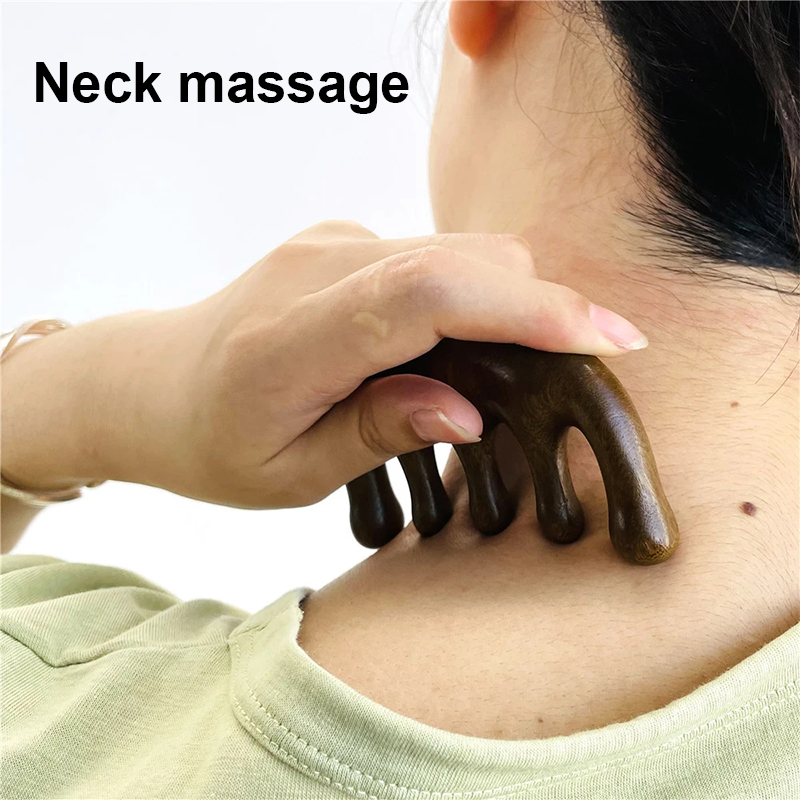 Antistatisk massagekam i sandelträ med breda tänder_voghion.com