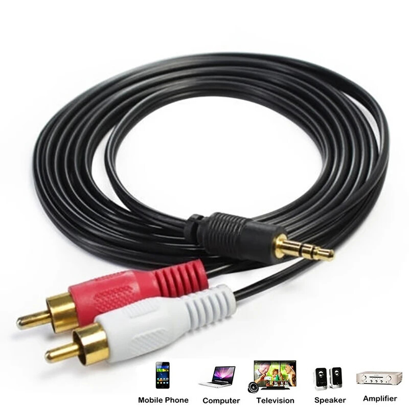 1/3pcs 1m 3.5mm giắc cắm hệ thống stereo nam đến 2 rca nam aux dây dây âm thanh cáp đa chức năng máy tính xách tay video pc dvd tv vcr mp3 loa âm thanh dây cáp